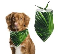 Palm Tree Green Leaves Pet Scarf Adjustable Pet Accessories Triangular Scarf Washable Floral Print Puppy Bib Bandana Stylish Comfortable Cat Scarves for Holiday Scarfs