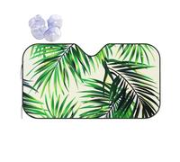 Palm Tree Green Leaves Print Car Windshield Sun Shade, Foldable Foil Sun Shade Car Windshield Cover All Weather Universal Fit Auto Car Trunk SUV, 130x70 CM
