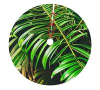 Palm Tree Green Leaves Print Christmas Tree Skirt For Xmas Mat Base Cover Holiday Decor Seasonal Celebrations
