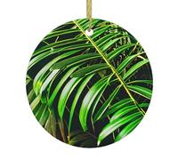 Palm Tree Green Leaves Print Personalized Christmas Tree Decorations,Christmas Ceramic Pendants,Creative Home Decorations