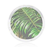 Palm Tree Green Leaves Print Round Glass Ashtray For Decor Living Room Bedroom Meeting Room Smoking Accessory