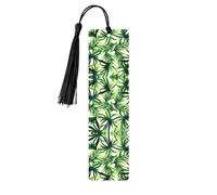 Palm Tree Green Leaves Print Wooden Bookmark Bookmarks with Tassels Book Marks for Reading Hardcover Books Notebooks