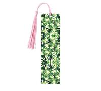Palm Tree Green Leaves Print Wooden Bookmark Bookmarks with Tassels Book Marks for Reading Hardcover Books Notebooks
