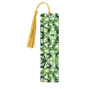 Palm Tree Green Leaves Print Wooden Bookmark Bookmarks with Tassels Book Marks for Reading Hardcover Books Notebooks
