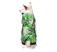 Palm Tree Green Leaves Printed Dog Hoodie Soft Dog Sweatshirt Cute Cat Dog Clothes for Small Dogs Kitten Puppy, M