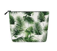 Palm Tree Green Leaves Single Layer Linen Like Makeup Bag, Lightweight and Cute, Easy to Use