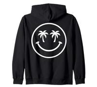 Palm Tree Happy Face Tropical Summer Vacation Design Zip Hoodie
