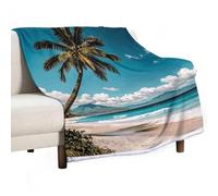 Palm Tree Hawaii Beach Blanket Soft Flannel Throw Blanket 60"x80", Lightweight Decorative Blankets Warm Cozy Blankets for Couch, Bed, Camping & Travel, Ideal Gifts for Women Men