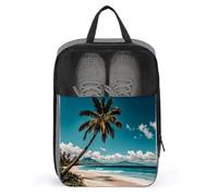 Palm Tree Hawaii Beach Shoe Bag Waterproof & Breathable Shoe Pouch for Travel, Portable Carry Case for Sports Sneakers, Gym, Vacation