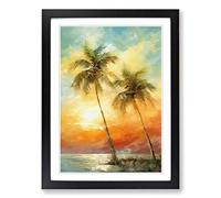Palm Tree Impressionism Framed Print | A2 Black Framed Wall Art | Ready to Hang | Impressionist Floral Picture | Living Room Bedroom Lounge Office