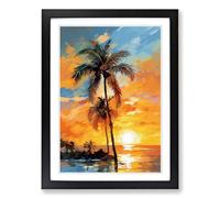 Palm Tree Impressionism No.2 Framed Print | A2 Black Framed Wall Art | Ready to Hang | Impressionist Floral Picture | Living Room Bedroom Lounge Office