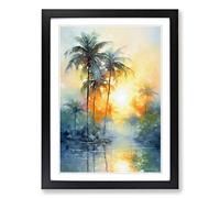 Palm Tree Impressionism No.3 Framed Print | A2 Black Framed Wall Art | Ready to Hang | Impressionist Floral Picture | Living Room Bedroom Lounge Office