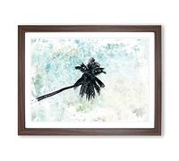 Palm Tree In Bali In Abstract Modern Art Framed Print | A3 Walnut Framed Wall Art | Ready to Hang | Abstract Floral Picture | Living Room Bedroom Lounge Office