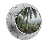 Palm Tree Kitchen Timer 60 Minute Visual Wind Up Timers Indoor Mechanical Timers with Magnetic Base Stainless Steel Timer for Home Cooking Time Management Tool