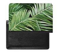 Palm Tree Leaves Passport Holder with 3 Card Slots, Portable PU Leather Travel Wallet, Slim Protective Cover for Passport, ID, Credit Cards