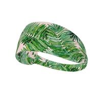 Palm Tree Leaves Print Non-Slip Elastic Running Headband, Sweat Absorbing Stretchy Hair Bands For Gym Yoga, Soft Skin-Friendly Foldable Workout Headband