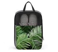 Palm Tree Leaves Shoe Bag Waterproof & Breathable Shoe Pouch for Travel, Portable Carry Case for Sports Sneakers, Gym, Vacation