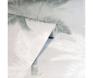 Palm Tree Luxe Grey & Duck Egg Wallpaper Trendy Modern Feature Wall High Quality