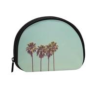 Palm Tree Mini Zipper Coin Purse, Small Travel Organizer with All-Over Print, Durable Polyester Fabric, Compact Pouch for Coins,Keys