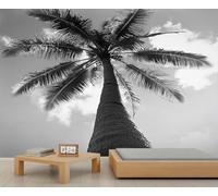 Palm Tree Mural Black and White Palm Tree Wall Mural Retro Tropical Murals Coastal Landscape Wallpaper for Bedroom Bathroom Hd Printing Wallpaper Murals 400 x 280 cm