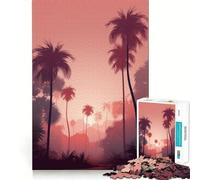 Palm Tree Oasis 1000 Piece Jigsaw Puzzles for Teenagers Jigsaw Memory Lift Light Relax Image Assembly (38x52cm)