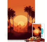Palm Tree Oasis 1000 Piece Jigsaw Puzzles for Teenagers Jigsaw Memory Lift Light Relax Image Assembly (50x75cm)
