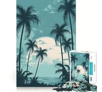 Palm Tree Oasis 1000 Piece Jigsaw Puzzles for Teenagers Jigsaw Memory Lift Light Relax Image Assembly (38x52cm)