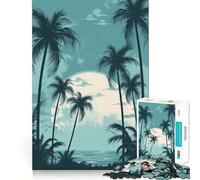 Palm Tree Oasis 1000 Piece Jigsaw Puzzles for Teenagers Jigsaw Smart Game Warm Time Image Assembly Lovely Gift (38x26cm)
