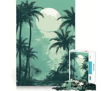 Palm Tree Oasis for Adults 1000 Piece Puzzle Mind Challenge Toy Calm Escape Quality Cut Art Collection Piece (38x52cm)