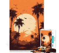 Palm Tree Oasis Hard Jigsaw Puzzle for Adults 1000 Pieces Memory Lift Easy Leisure Image Assembly Artistic Gift (38x26cm)