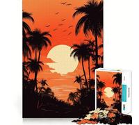 Palm Tree Oasis Hard Jigsaw Puzzle for Adults 1000 Pieces Solid Logic Toy Simple Fun Precision Cut (38x52cm)