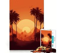 Palm Tree Oasis Jigsaw Puzzle 1000 Piece for Teenagers Mind Skill Toy Peaceful Fun Design Assembly Unique Gift (38x52cm)