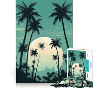 Palm Tree Oasis Jigsaw Puzzle for Teenagers 1000 Pieces Memory Boost Indoor Play Image Assembly (38x52cm)