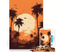 Palm Tree Oasis Jigsaw Puzzle for Teenagers 1000 Pieces Strong Logic Toy Quiet Calm Clear Edge Elegant Gift (50x75cm)