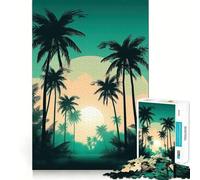 Palm Tree Oasis Jigsaw Puzzles 1000 Piece for Teenagers Cognitive Toy Calm Pastime Premium Edge Santa Wish List (38x52cm)