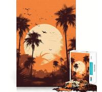 Palm Tree Oasis Jigsaw Puzzles for Adults 1000 Pieces Strengthen Memory Family Bond Clean Edge Birthday Gift (38x52cm)