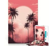 Palm Tree Oasis Jigsaw Puzzles for Adults1000 Pieces Mind Puzzle Cozy Relax Image Assembly (38x26cm)