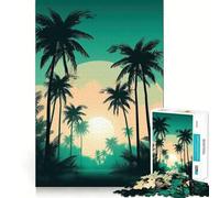 Palm Tree Oasis Jigsaw Puzzles for Teenagers 1000 Pieces Reason Skill Toy Soothing Play Exact Cut Santa Wish Gift (38x26cm)