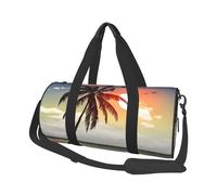 Palm tree on beach Duffle Bag for Women Men Personal Item Travel Bags Canvas Weekender Overnight Bag Lightweight Sports Tote Gym Bags Carry On Luggage Bag, Black, One Size