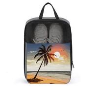 Palm Tree on Beach Shoe Bag Travel Shoe Organizer Water-Resistant Shoe Pouch with Zipper Sneaker Dust Bag, gray, One Size, Modern