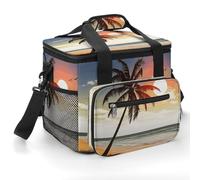 Palm Tree on the Beach - Portable Soft Lightweight Ice Chest Cooler Bags Insulated Lunch Bags Camping Lunch Cooler for Picnic Travel Beach