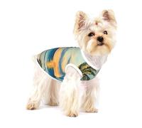 Palm Tree Over Blue Sea Ocean Print Dog Shirt,Dog Shirt Vest for Small Breeds Like Chihuahuas,Yorkies, and Puppies
