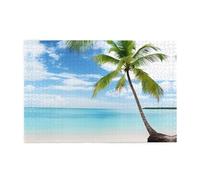 Palm Tree Over Blue Sea Ocean Seascape Printed Adult Puzzle 1000-piece wooden puzzle challenging game home decor birthday party gift