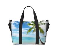 Palm Tree Over Blue Sea Ocean Seascape Printed Travel Duffel Bag Foldable Gym Duffel Bag Suitable for Travel Work Gym etc