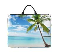 Palm Tree Over Blue Sea Seascape 14 Inch Printed Laptop Sleeve, 600d Oxford-Cloth Shockproof Laptop Case With Thickened Pearl Cotton,Waterproof Portable Laptop Handbag Cover