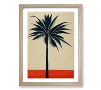 Palm Tree Painting Sgraffito Framed Wall Art Print A2 Oak