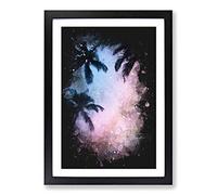 Palm Tree Paradise Paint Splash Framed Print | A2 Black Framed Wall Art | Ready to Hang | Modern Floral Picture | Living Room Bedroom Lounge Office