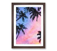 Palm Tree Paradise Painting Framed Print | A2 Walnut Framed Wall Art | Ready to Hang | Modern Floral Picture | Living Room Bedroom Lounge Office