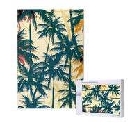 Palm Tree Pattern Printed Jigsaw Puzzle with Storage Box, Wooden Puzzle for Adults and Kids, 1000 Pieces Family Fun Decorative Game