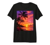 Palm Tree Photo Beach Sunset Coastal Paradise Premium T-Shirt